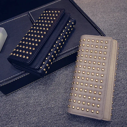 Women's Wallet with Studs ⎜ Stylish Triple Fold for a Secure Hold and Elegant Design
