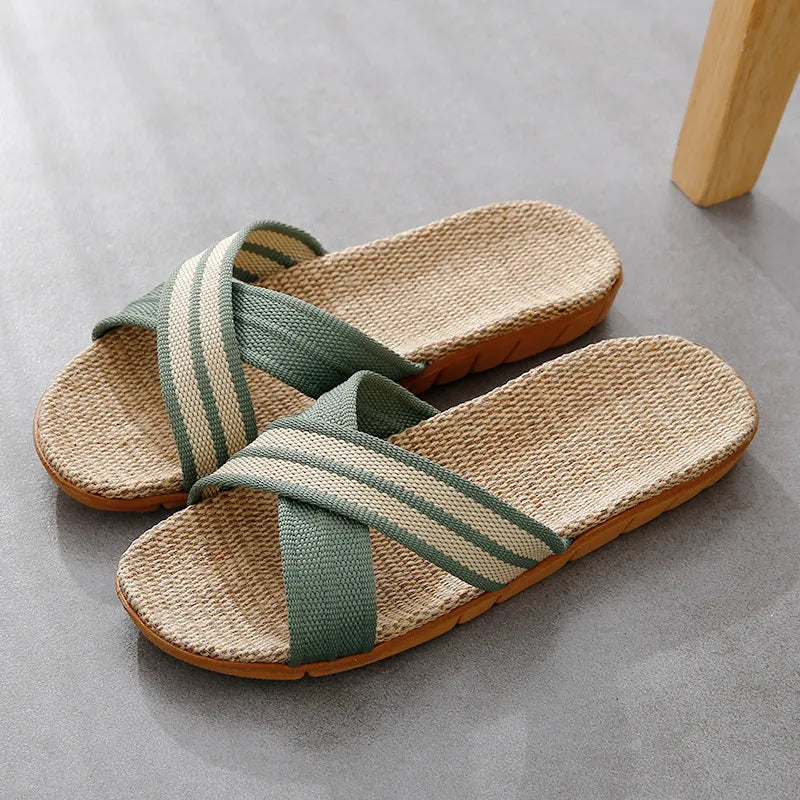 Linnen Slippers for Men ⎜ Comfortable Slippers with a Non - Slip Sole and Breathable Design