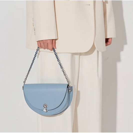 Shoulder Bag for Women ⎜ Stylish Handbag with Diamante Fastening and Chain Strap