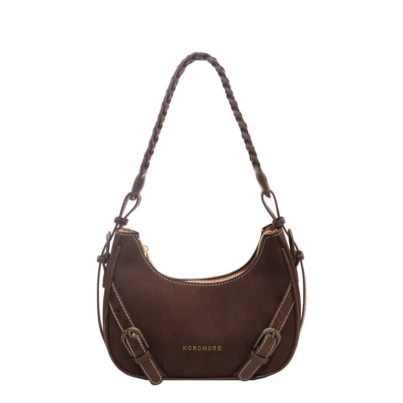 Retro Shoulder Bag ⎜ Fashionable Design with Braided Handle and Practical Strap Fasteners
