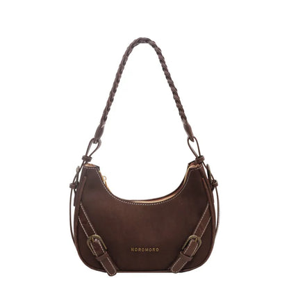 Retro Shoulder Bag ⎜ Fashionable Design with Braided Handle and Practical Strap Fasteners