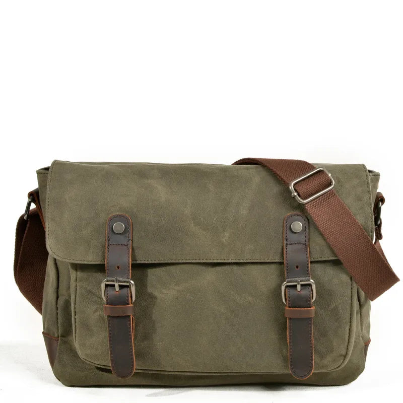 Canvas Shoulder Bag for Men ⎜ Robust Bag with Leather Accents and Adjustable Shoulder Strap