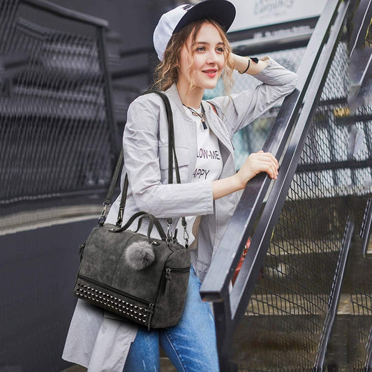 Shoulder Bag for Women ⎜ Practical Handbag with Studded Design and Decorative Pendant