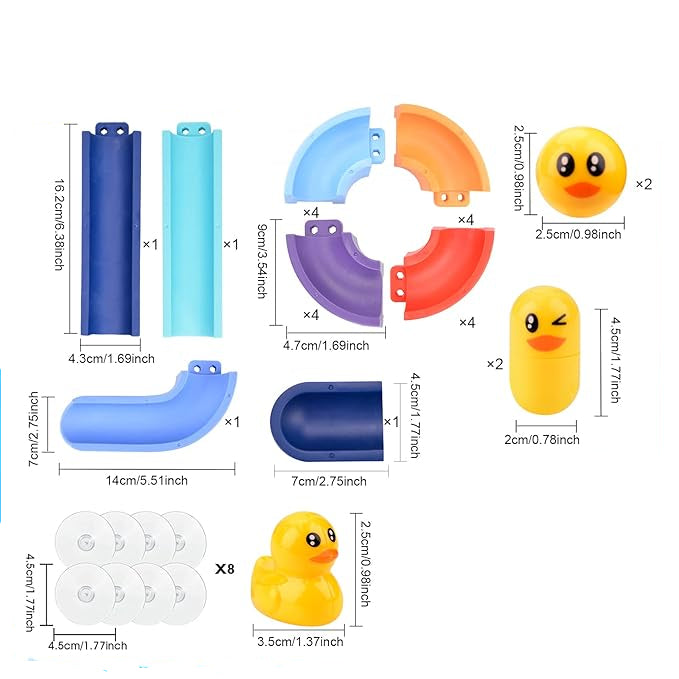 Water Slide Bath Toy for Toddlers ⎜ DIY Track with Suction Cups and Rolling Ducks for Fun Bathtime Play