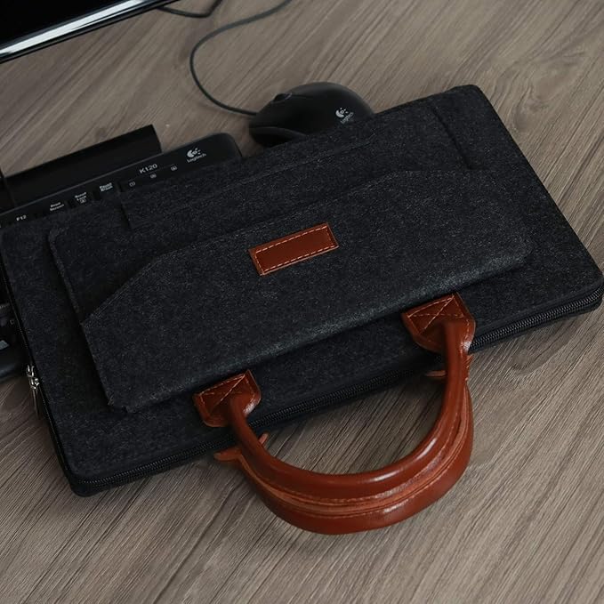 Felt Laptop Bag for Men ⎜ Protective Shoulder Bag with Practical Front Pocket and Carrying Handles