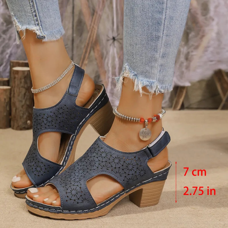 High Heel Sandals for Women ⎜ Comfortable Peep - Toe Shoes with a Thick Heel and Fashionable Design