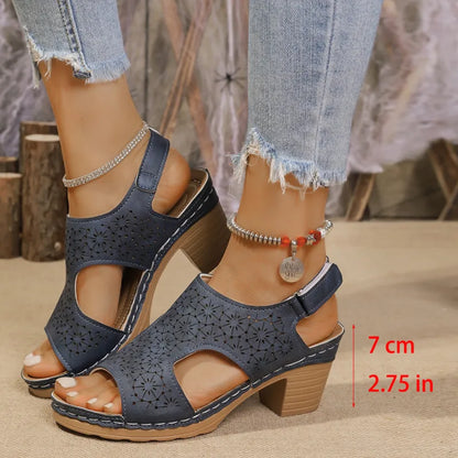 High Heel Sandals for Women ⎜ Comfortable Peep - Toe Shoes with a Thick Heel and Fashionable Design