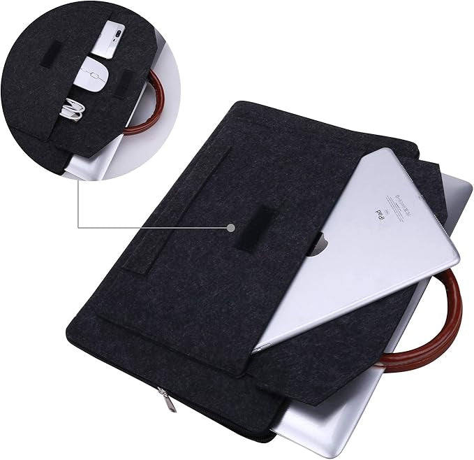 Felt Laptop Bag for Men ⎜ Protective Shoulder Bag with Practical Front Pocket and Carrying Handles