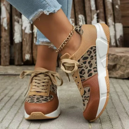 Women's Sneakers ⎜ Comfortable Lace - Up Shoes with Camouflage Pattern and Thick Sole Tread for Everyday Wear