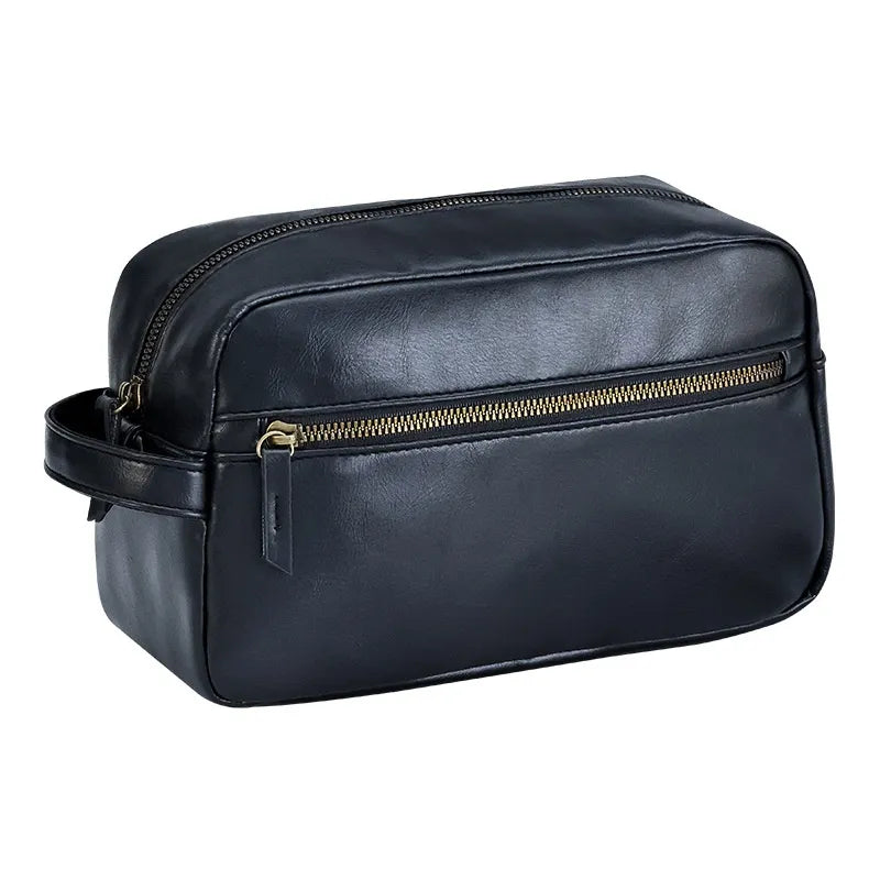 Leather Toiletry Bag for Men ⎜ Large Travel Bag with Practical Compartments and Robust Zip