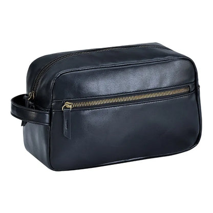 Leather Toiletry Bag for Men ⎜ Large Travel Bag with Practical Compartments and Robust Zip