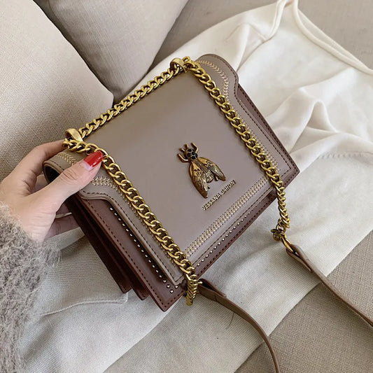 Small Chain Bag ⎜ Elegant Design with Golden Bee Embellishment