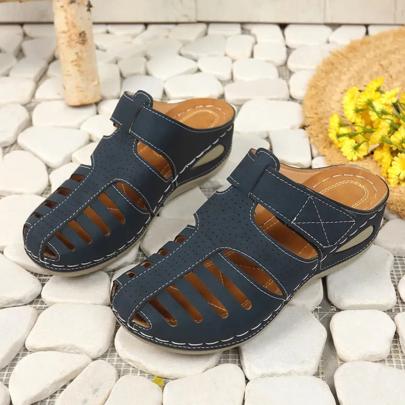 Women's Sandals with Wedge Sole ⎜ Comfortable Summer Shoes with Ventilation and Velcro Fastening for Everyday Wear and Leisure
