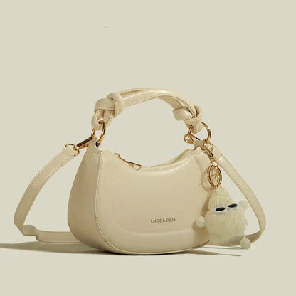 Shoulder Bag for Women ⎜ Fashionable Bag with Knot Handle and Cute Pendant