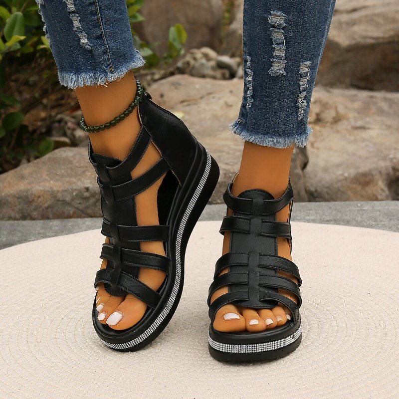 Platform Sandals for Women ⎜ Summery Wedge Shoes with Glitter Details and Comfortable Strappy Construction