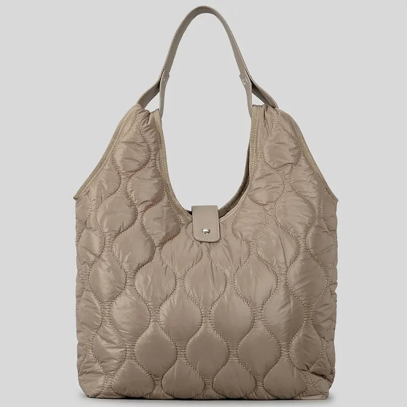 Large Nylon Shopper Bag ⎜ Soft Quilted Look and Plenty of Storage Space for Everyday Use
