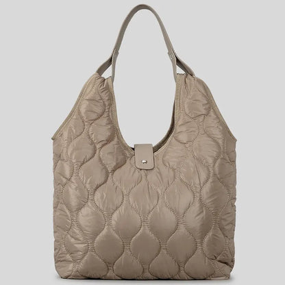 Large Nylon Shopper Bag ⎜ Soft Quilted Look and Plenty of Storage Space for Everyday Use