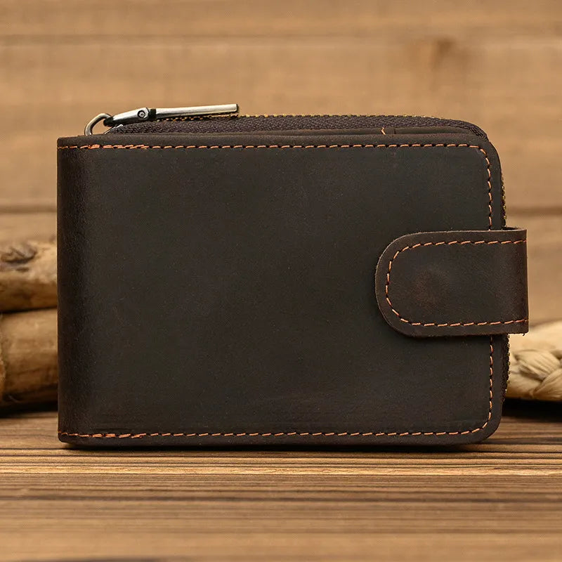 Rfid Card Holder for Men ⎜ Leather Wallet with Zip and Space for Several Card Slots