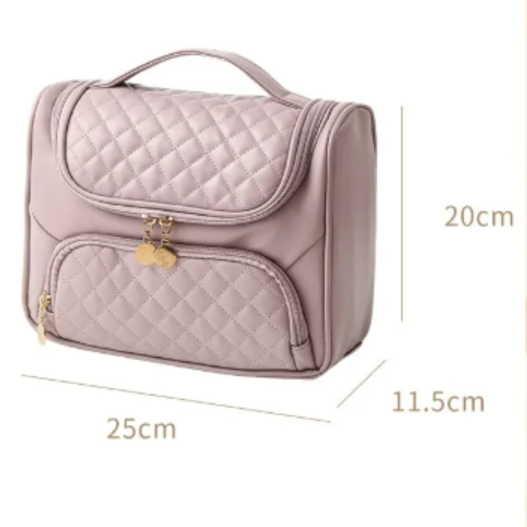 Cosmetics Bag for Women ⎜ Large Capacity with Quilted Surface and Practical Carrying Handle for on the Go