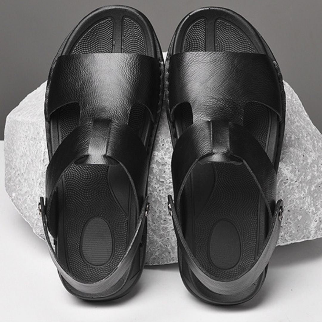 Men's Sandals ⎜ Comfortable Leather Shoes in Roman Style with Adjustable Strap for Summer