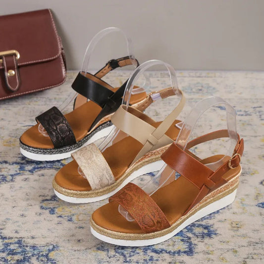 Women's Wedge Sandals ⎜ Comfortable Summer Shoes with Wide Straps and Soft Soles for a Secure Fit
