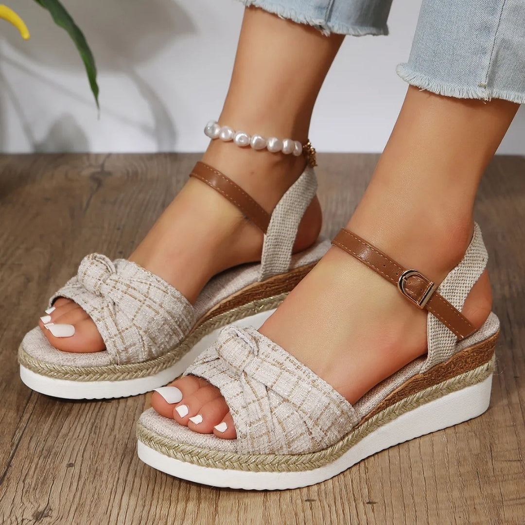 Wedge Heel Sandals for Women ⎜ Stylish Platform Shoes with Adjustable Strap and Braided Sole