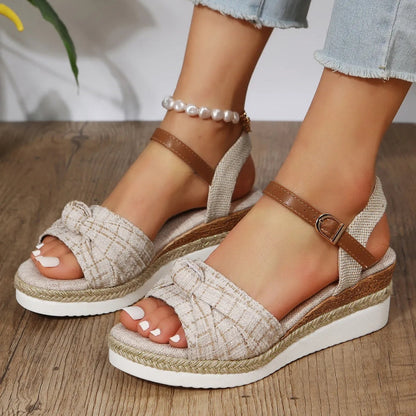 Wedge Heel Sandals for Women ⎜ Stylish Platform Shoes with Adjustable Strap and Braided Sole
