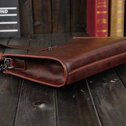Shoulder Bag for Men ⎜ Retro Shoulder Bag Made of Faux Leather in Landscape Format with Magnetic Fastener