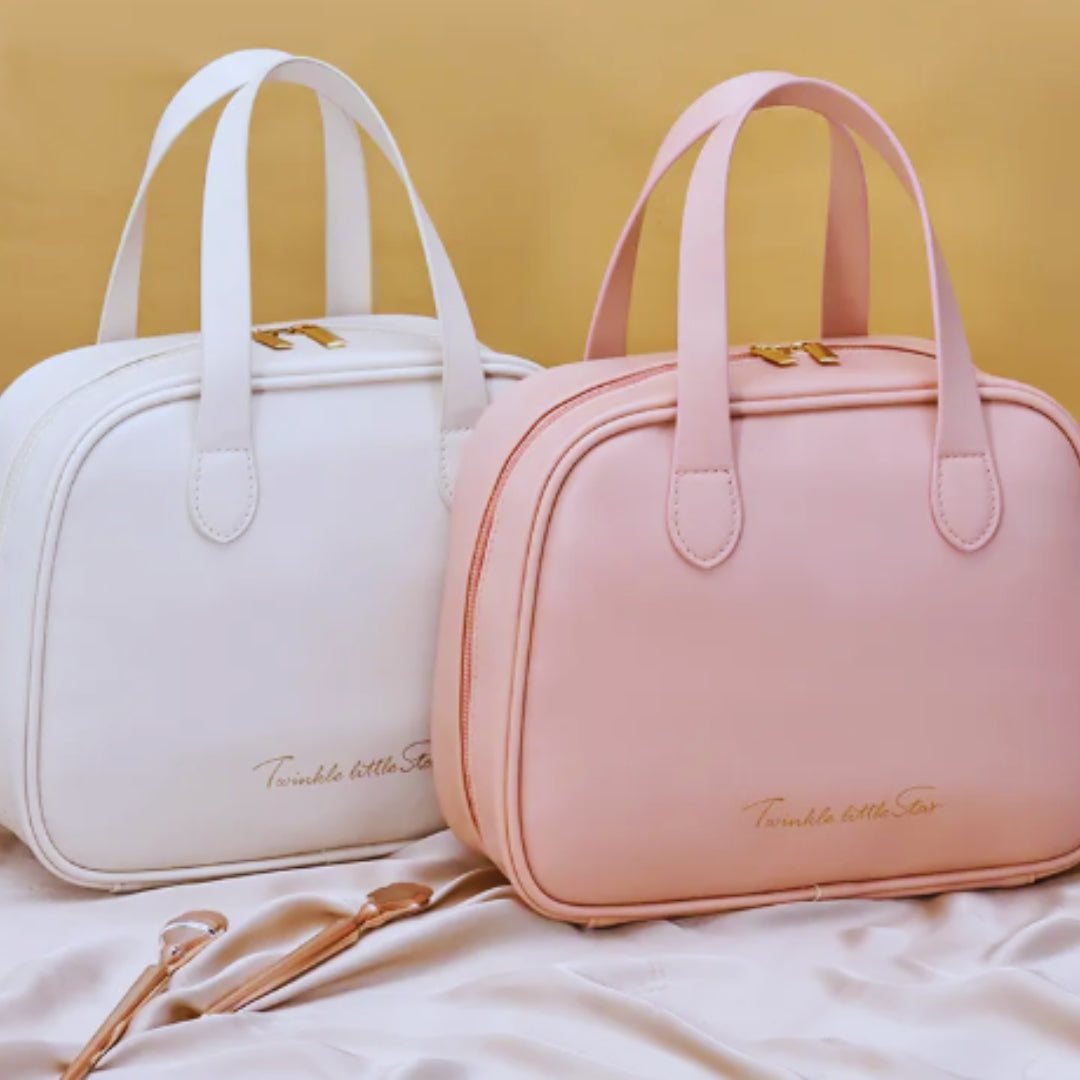Cosmetics Bag for Women ⎜ Semi - Circular Design with Carrying Handles and Large Capacity for Cosmetics