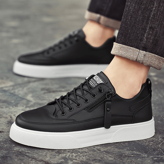 Men's Slip - on Sneakers ⎜ Comfortable Casual Shoes Made From Faux Leather with a Fashionable Zip Design