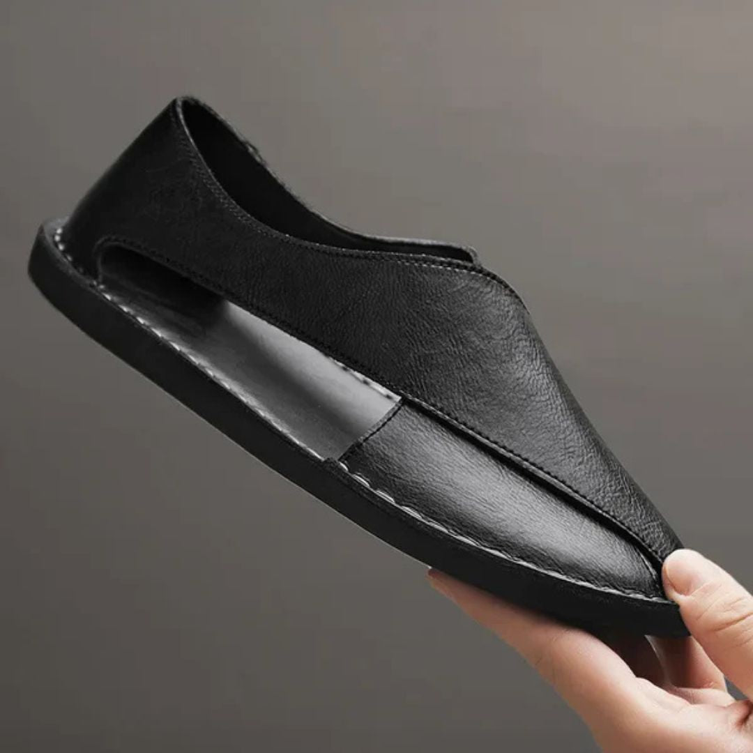 Leather Sandals for Men ⎜ Comfortable One - Pedal Beach Shoes Made From Breathable Genuine Leather