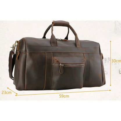 Travel Bag for Men ⎜ Vintage Leather with Generous Storage Space and Practical Compartments