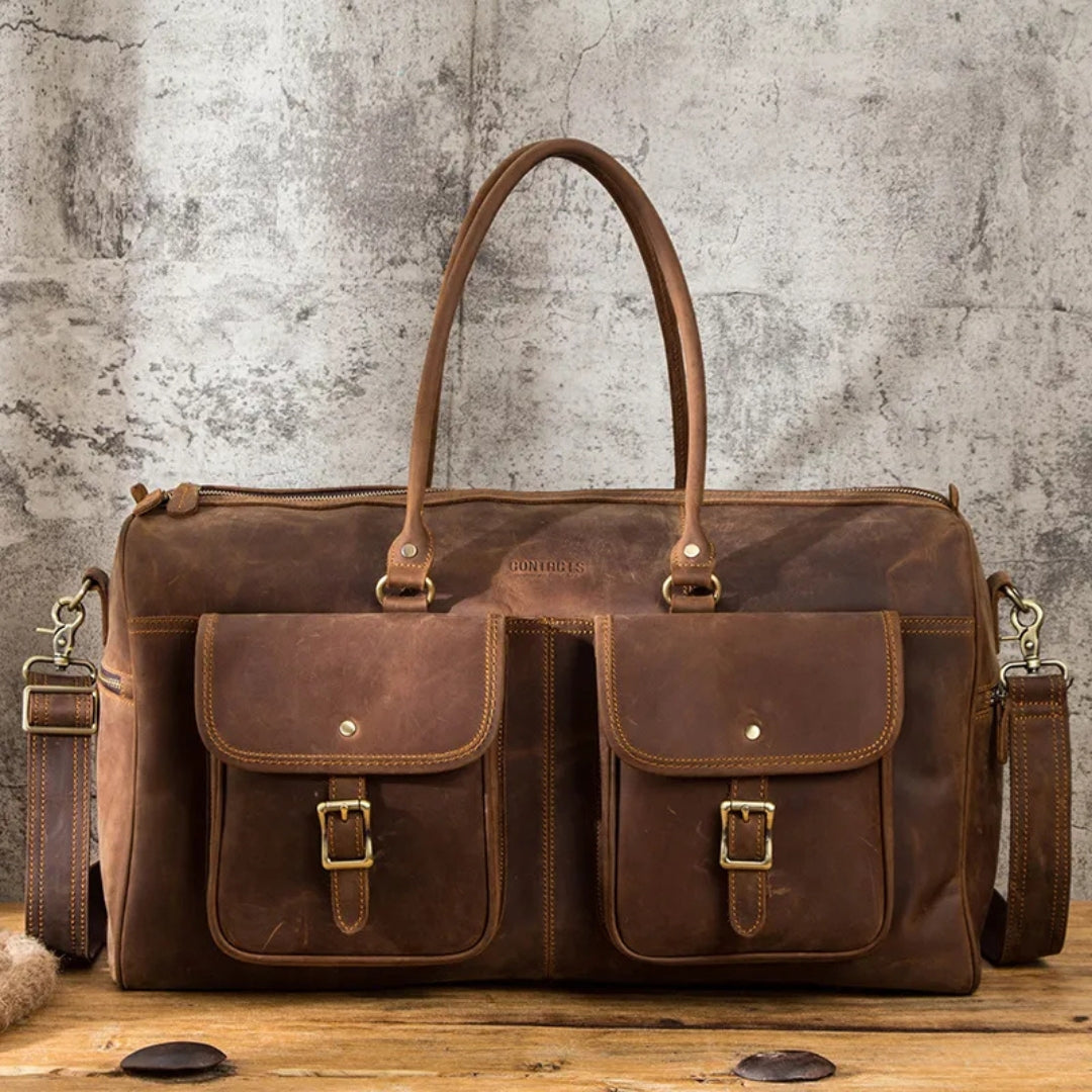 Cowhide Leather Travel Bag for Men ⎜ Robust Leather Travel Bag with Large Capacity