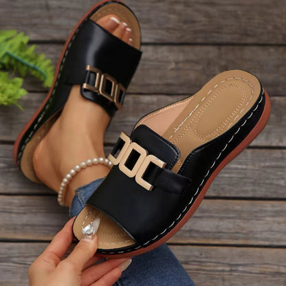 Platform Loafers for Women ⎜ Fashionable Wedges with a Chain Design and Thick Heel for Summer