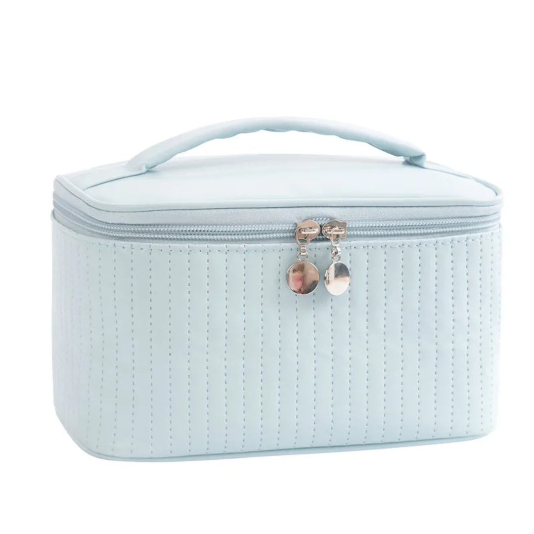 Cosmetics Bag for Women ⎜ Portable Travel Bag with Carrying Handle and Textured Surface for Make - Up