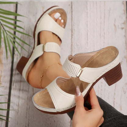 High - Heel Sandals for Women ⎜ Comfortable Casual Shoes with Thick Soles and Non - Slip Block Heels for Summer