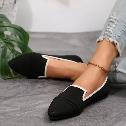 Flat Ballerinas for Women ⎜ Comfortable Slip - on Shoes with a Pointed Toe and Perforated Design