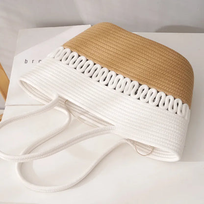 Women's Straw Shopper Bag ⎜ Spacious Shoulder Bag with a Fashionable Design and Braided Detail