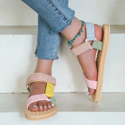Summer Sandals for Women ⎜ Comfortable Platform Shoes with Velcro Fastener and Colourful Design for Everyday Wear and the Beach