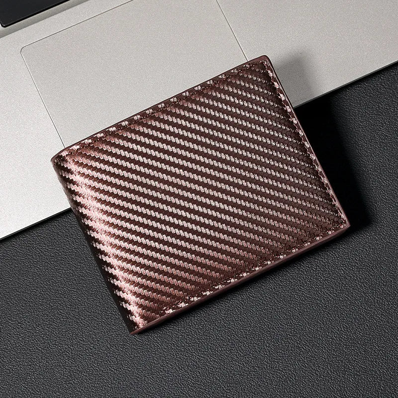 Carbon Leather Wallet for Men ⎜ Compact 3 - Fold Wallet with Zip Compartment and Card Slots