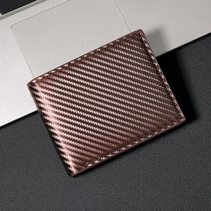 Carbon Leather Wallet for Men ⎜ Compact 3 - Fold Wallet with Zip Compartment and Card Slots