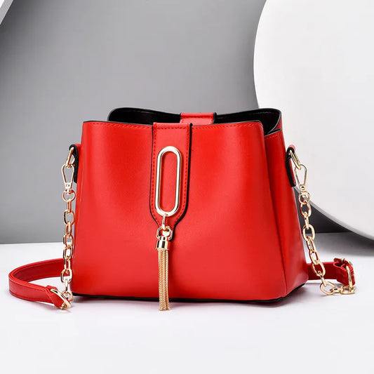Small Shoulder Bag for Women ⎜ Stylish Shoulder Bag with Gold Chain and Fashionable Tassel Detail