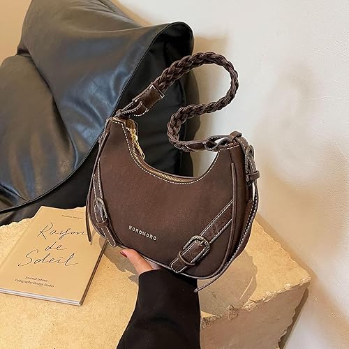 Retro Shoulder Bag ⎜ Fashionable Design with Braided Handle and Practical Strap Fasteners