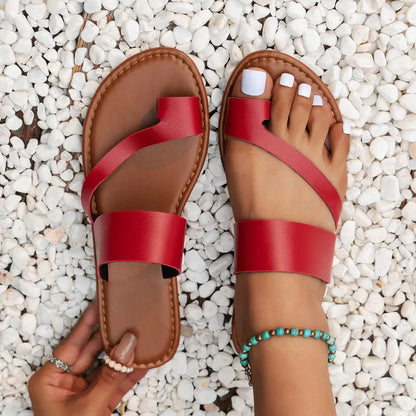 Women's Flat Toe Sandals ⎜ Comfortable Summer Shoes with Wide Straps and Open Design for Everyday Wear & Beach