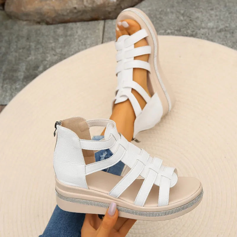 Platform Sandals for Women ⎜ Summery Wedge Shoes with Glitter Details and Comfortable Strappy Construction