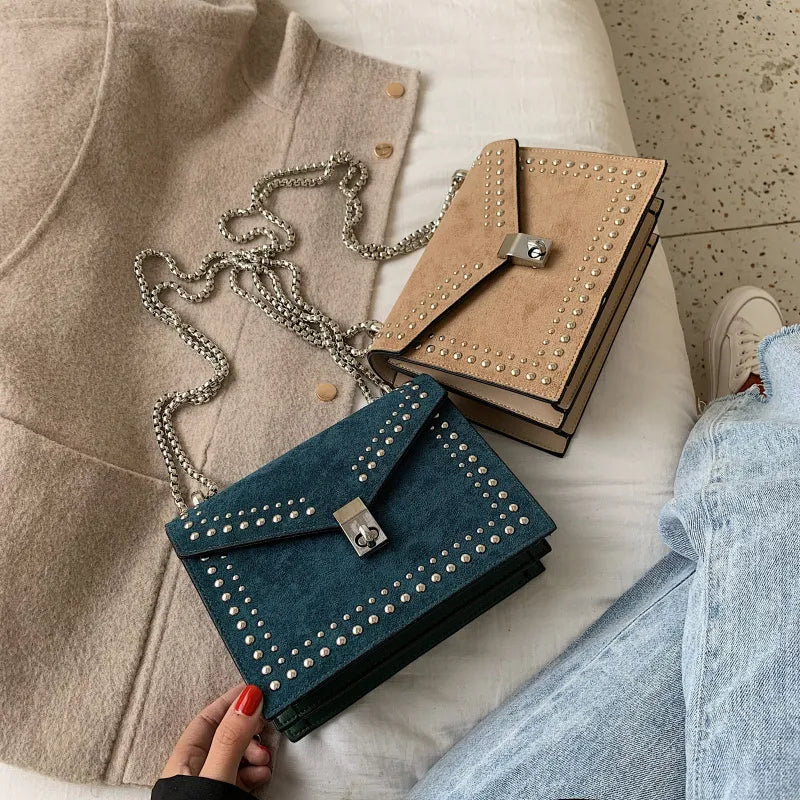 Shoulder Bag for Women ⎜ Stylish Bag with Stud Embellishment and Chain Strap