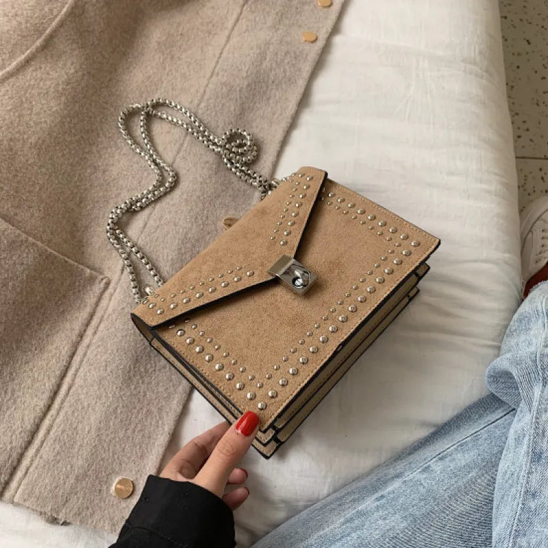 Shoulder Bag for Women ⎜ Stylish Bag with Stud Embellishment and Chain Strap