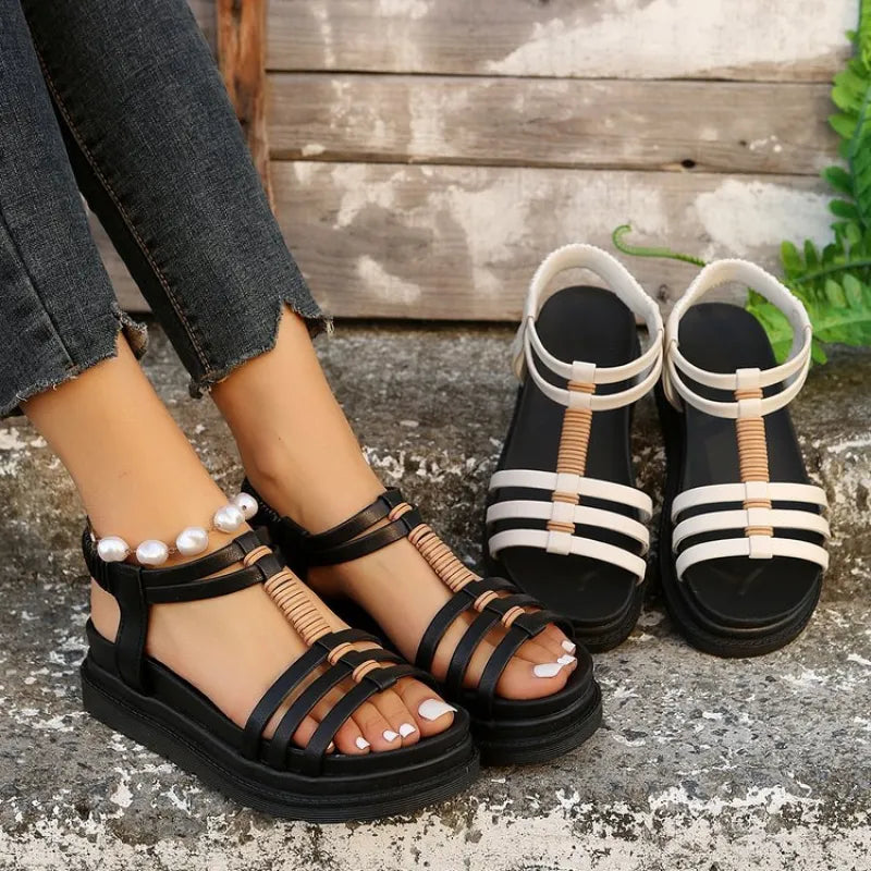 Women's Wedge Sandals ⎜ Comfortable Platform Shoes with Wedge Heel and Raised Sole for Plus Sizes