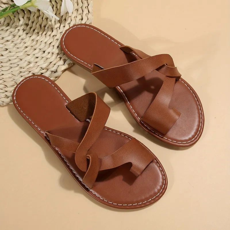 Women's Flat Sandals ⎜ Comfortable Summer Shoes with Cross Straps and Open Design for Everyday Wear & Leisure