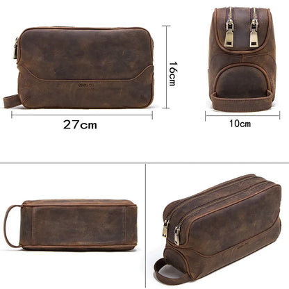 Leather Clutch for Men ⎜ Vintage Bag Made of Genuine Leather with Practical Compartments and Zip